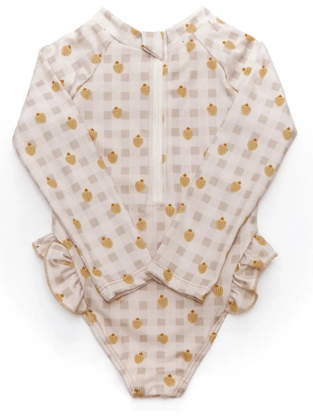 NWT Mrs Ertha Ariel's swimsuit cute strawberry UV 50+ 5 years beige neutral